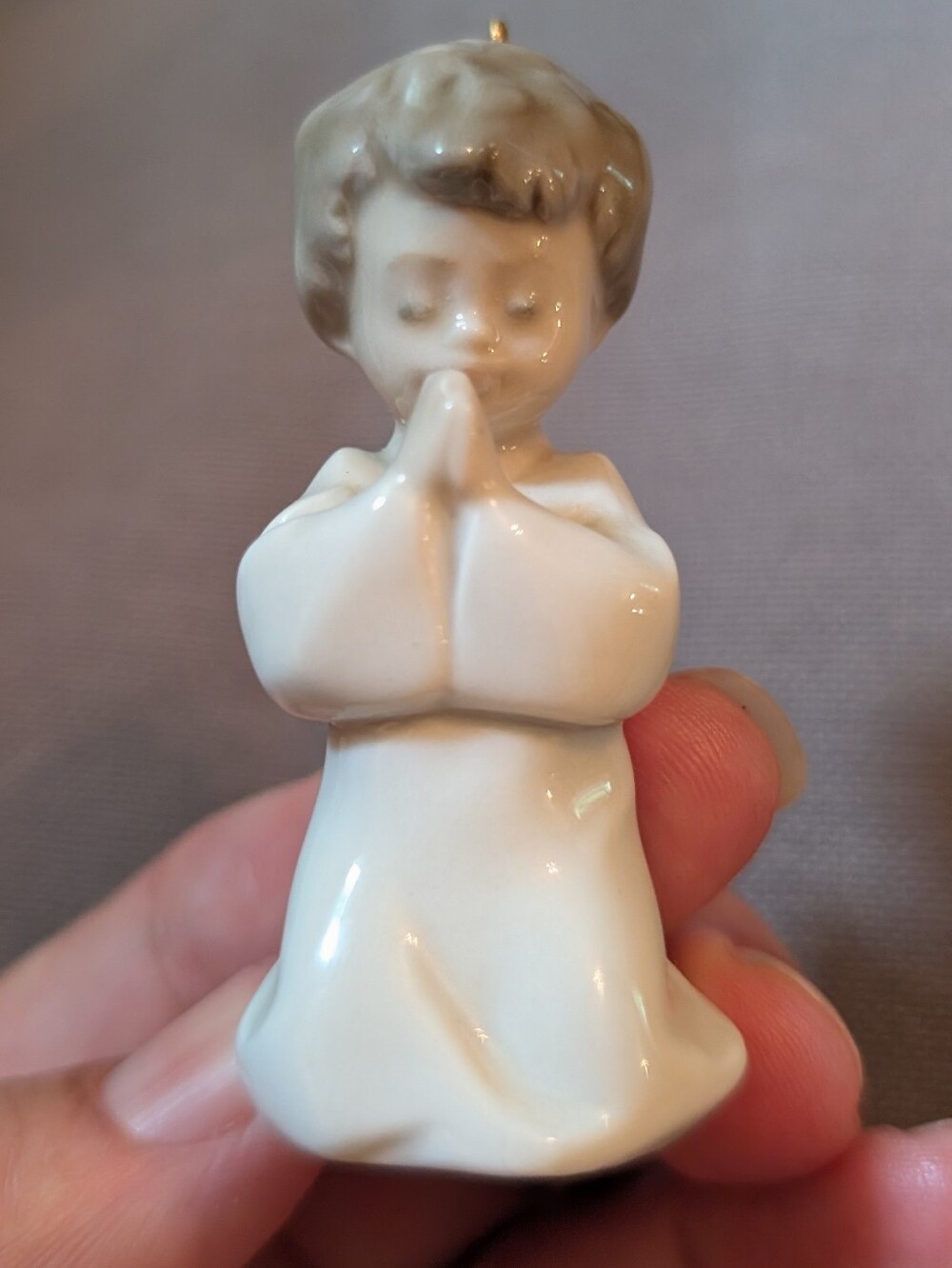 Lladro Praying Angel Porcelain Ornament 2.5" Vintage